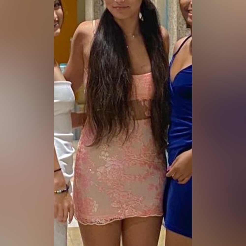 Pink Embroidered Lucy in the Sky Mini Dress